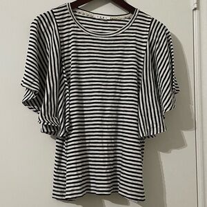 THML Black and White Striped Short Sleeve Top